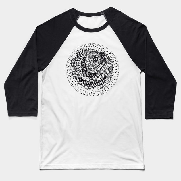 Rose Zentangle Baseball T-Shirt by brushnpaper